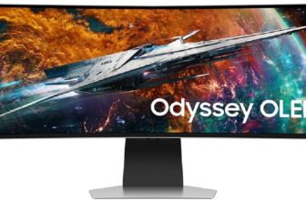 SAMSUNG 49″ Odyssey OLED G9 G95SC Series Curved Smart Gaming Monitor, 240Hz, 0.03ms, Dual QHD, Neo Quantum Processor Pro, DisplayHDR 400, AMD FreeSync Premium Pro, LS49CG954SNXZA, 2023