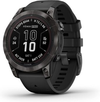 Garmin fenix 7 Pro Sapphire Solar, Multisport GPS Smartwatch, Built-in Flashlight, Solar Charging Capability, Black